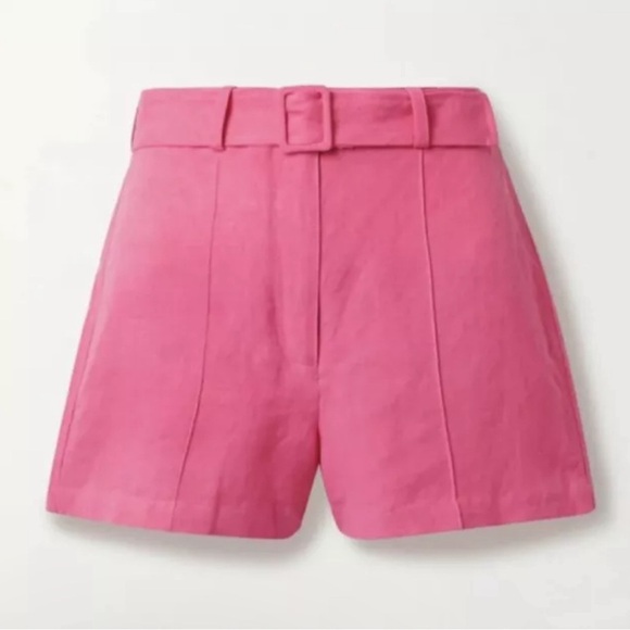 Solid & Striped Tailored Linen blend shorts Fushia size s belted - Picture 9 of 10